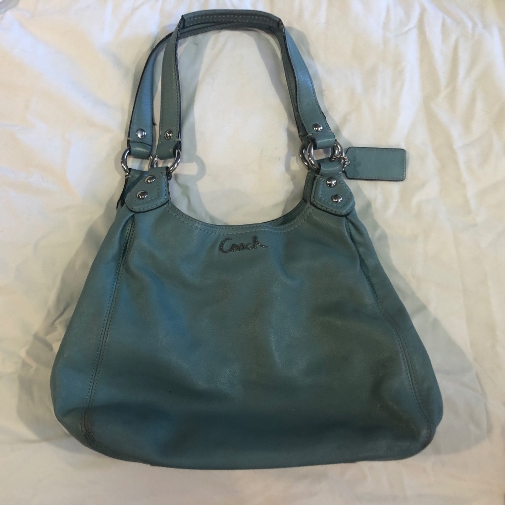 Light blue Coach leather purse